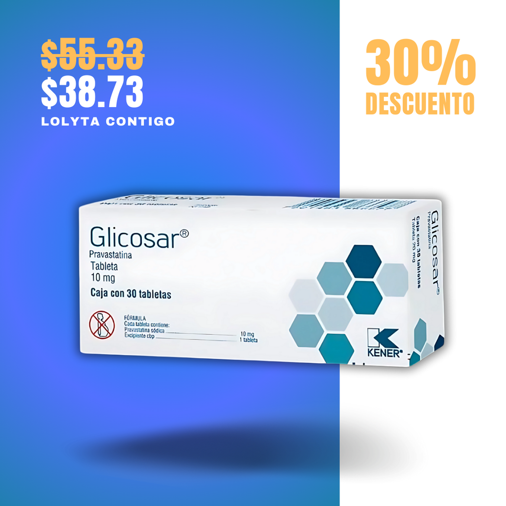 PRAVASTATINA 10 MG C/30 TAB GLICOSAR LAB KENER