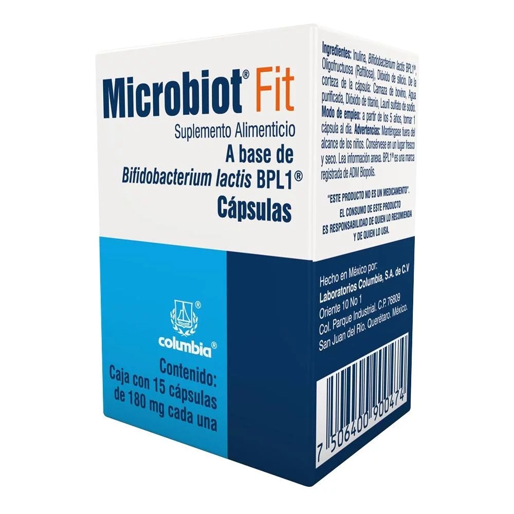 MICROBIOT FIT SUPLEMENTO ALIMENTICIO 180 MG C/15 CAP BIFIDOBACTERIUM LACTIS BPL1 LAB COLUMBIA