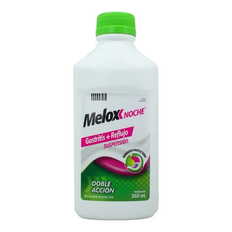 MELOX NOCHE SUSPENSION 3.5/2.8/5/1.5 G/100 ML FCO C/360 ML CARBONATO DE MAGNESIO HIDROXIDO DE ALUMINIO ALGINATO DE MAGNESIO CARBONATO DE CALCIO LAB SANOFI AVENTIS