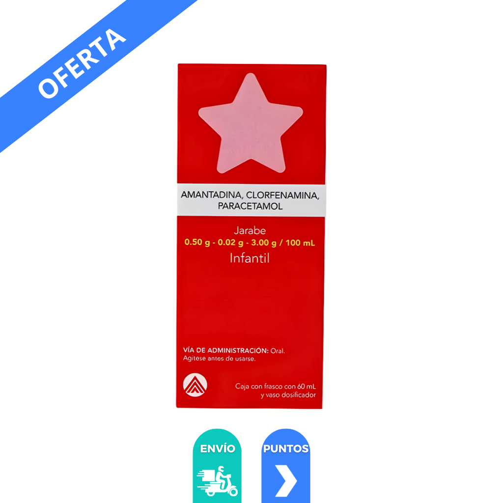 AMANTADINA CLORFENAMINA PARACETAMOL JARABE INFANTIL 0.5/0.02/3 G/100 ML FCO C/60 ML LAB MAVER