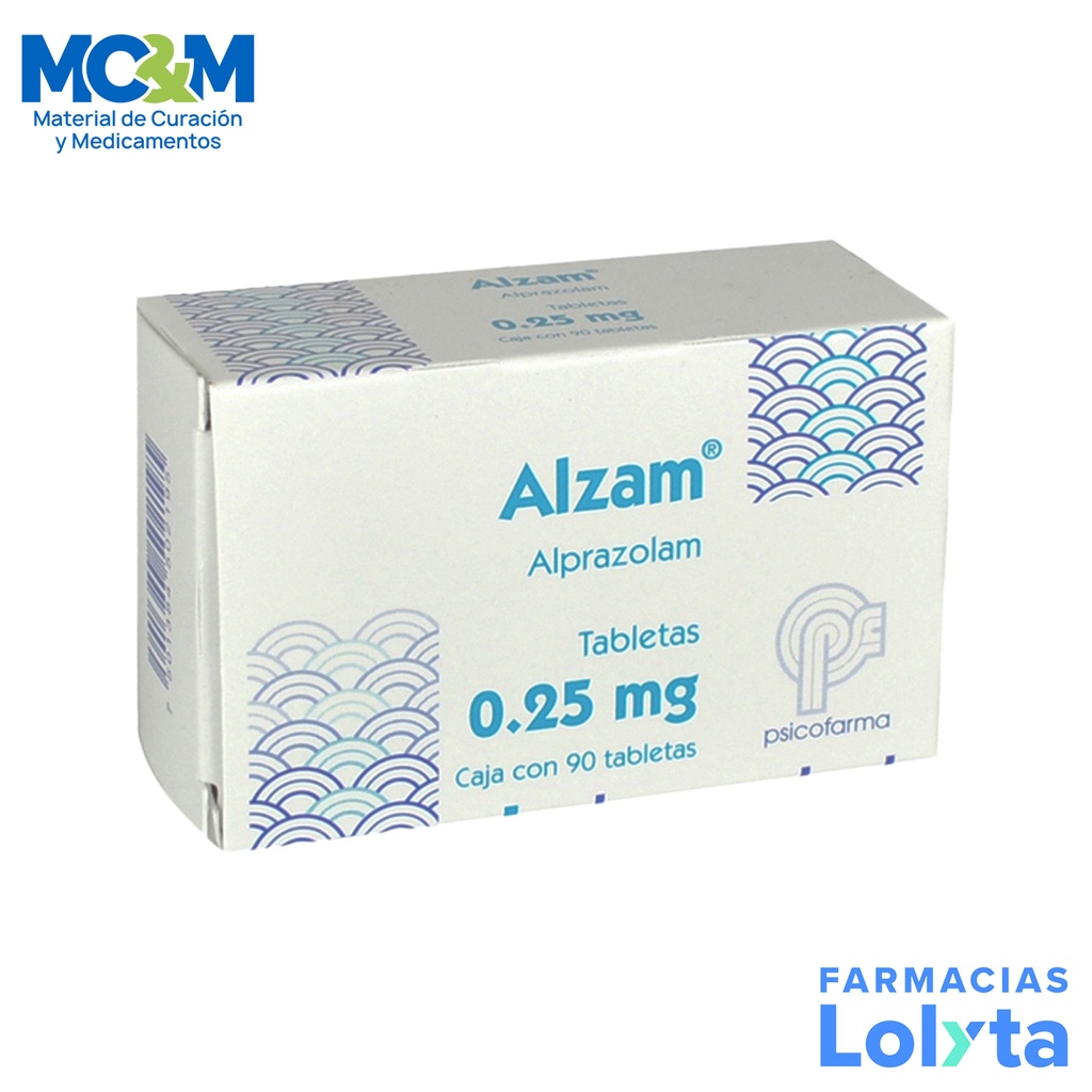 ALPRAZOLAM 0.25 MG C/90 TAB ALZAM LAB PSICOFARMA GRUPO II