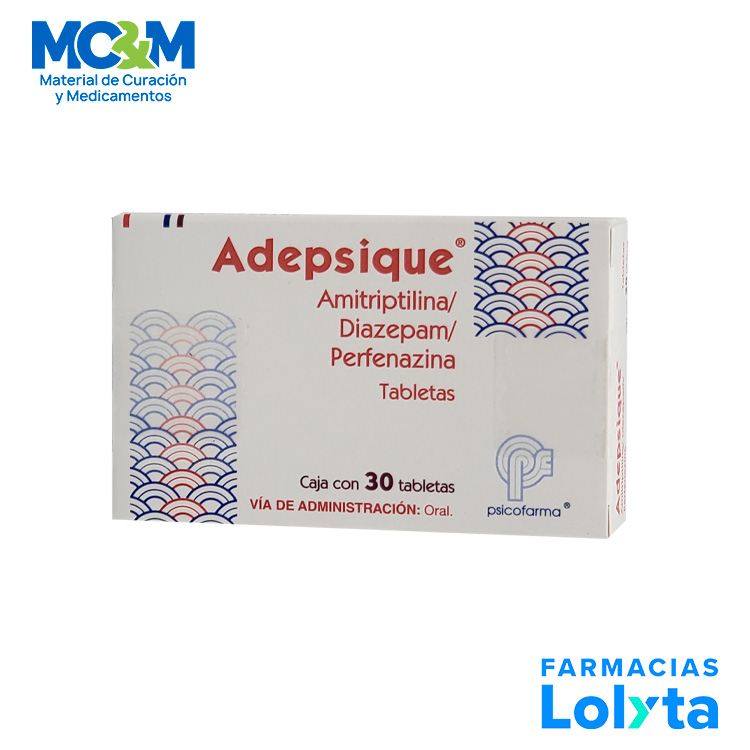 AMITRIPTILINA DIAZEPAM PERFENAZINA 10/3/2 MG C/30 TAB ADEPSIQUE LAB PSICOFARMA GRUPO II
