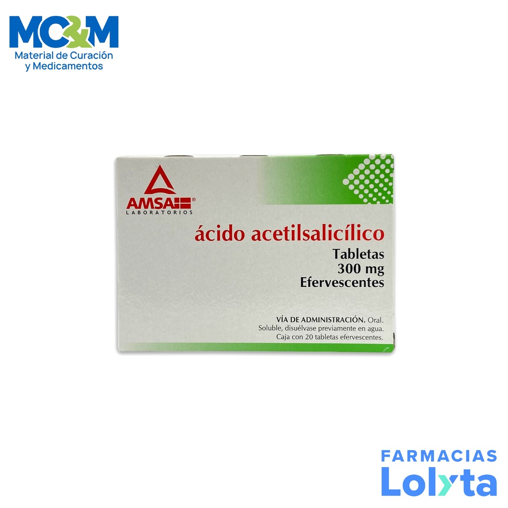 ACIDO ACETILSALICILICO 300 MG C/20 TAB EFERVESCENTES LAB AMSA