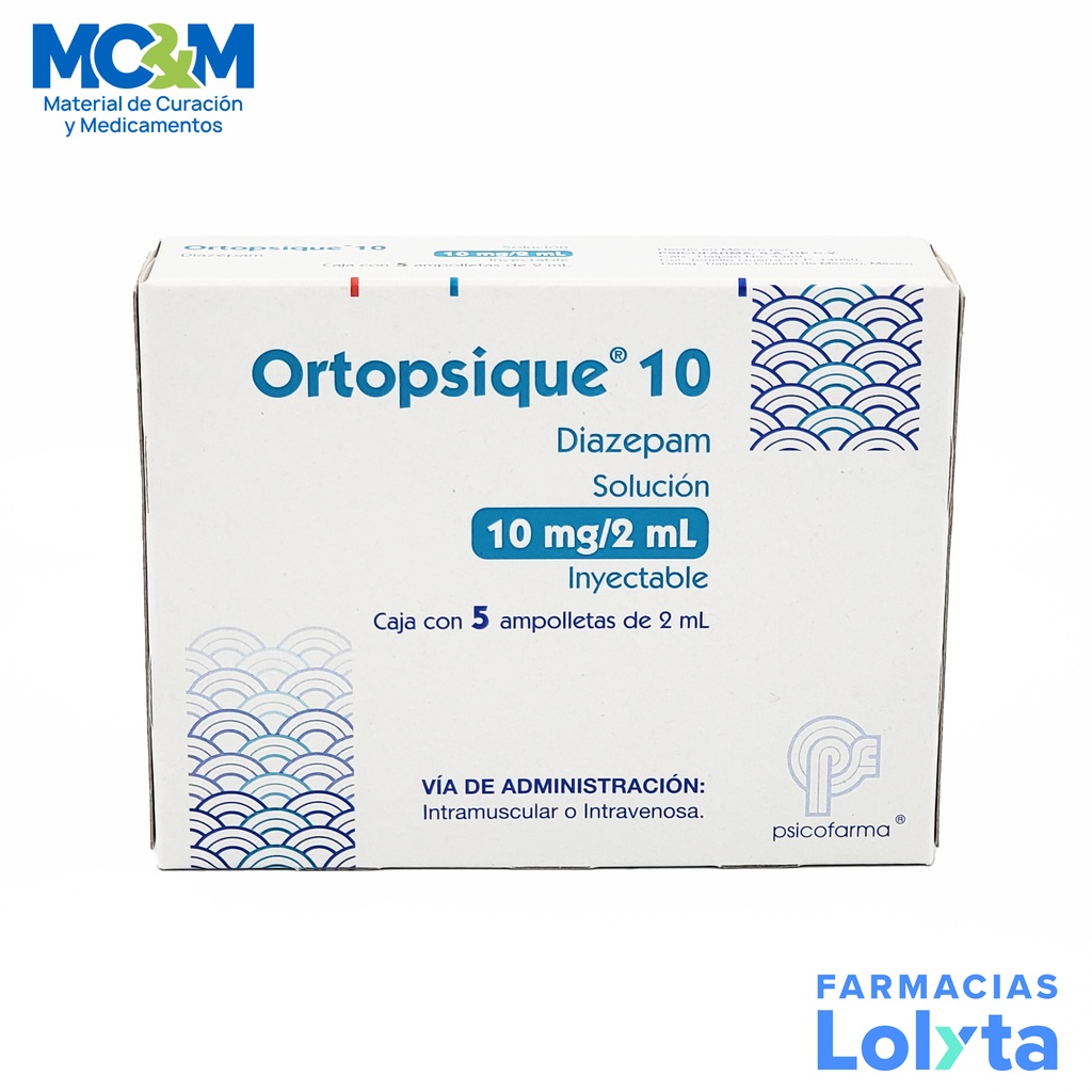 DIAZEPAM SOL INY 10 MG/2 ML C/5 AMP ORTOPSIQUE LAB PSICOFARMA GRUPO II