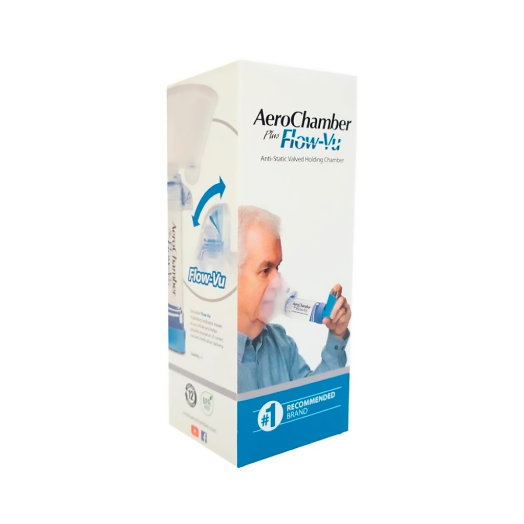 AEROCHAMBER PLUS FLOW-VU ADULTO GRANDE CAMARA ESPACIADORA ANTIESTATICA CON VALVULAS PARA INHALADOR TRUDELL MEDICAL