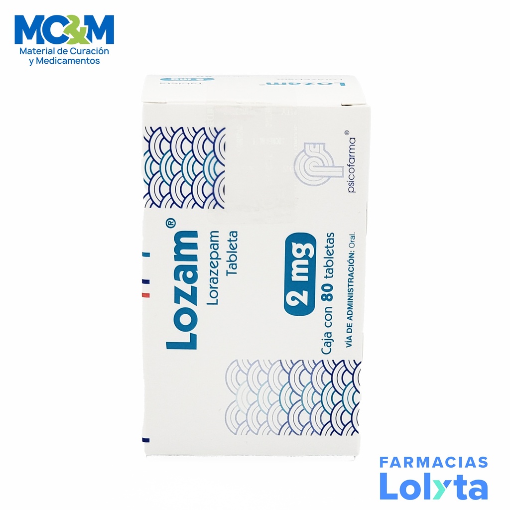 LORAZEPAM 2 MG C/80 TAB LOZAM LAB PSICOFARMA GRUPO II
