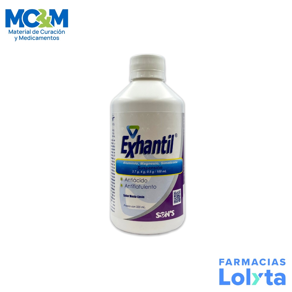 ALUMINIO MAGNESIO SIMETICONA (DIMETICONA) SUSPENSION 3.7/4/0.5 G/100 ML C/320 ML EXHANTIL LAB SONS