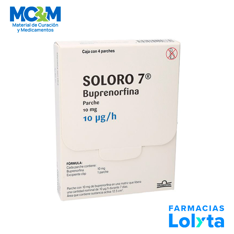 BUPRENORFINA 10 MG 10MCG/H C/4 PARCHES SOLORO 7 LAB GRUNENTHAL GRUPO II