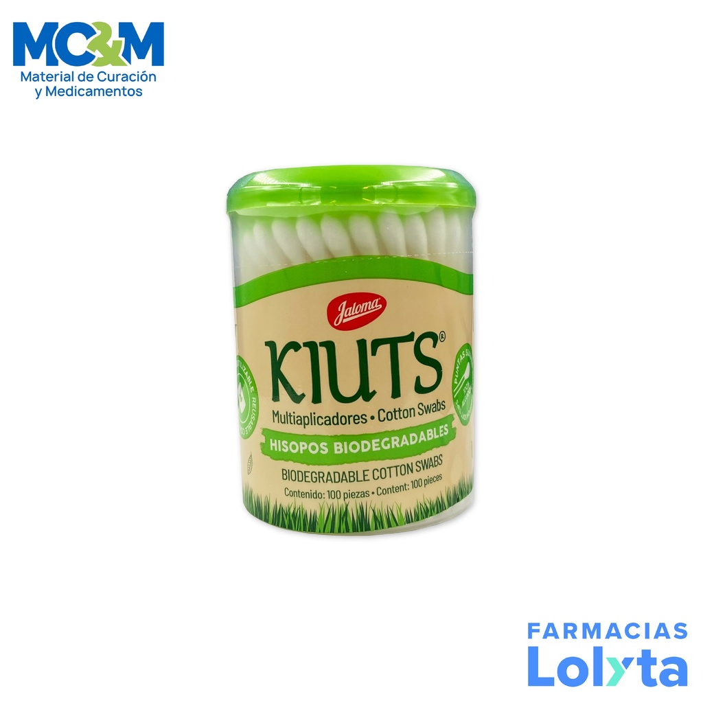 APLICADOR DE ALGODON C/100 PZ KIUTS BIODEGRADABLES LAB JALOMA