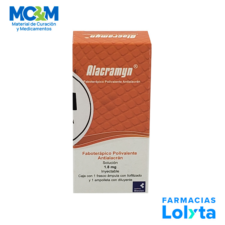ALACRAMYN SOL INY 1.8 MG FABOTERAPICO POLIVALENTE ANTIALACRAN LAB SILANES