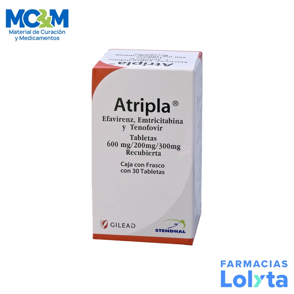 ATRIPLA 600/200/300MG C/30 TAB EFAVIRENZ EMTRICITABINA TENOFOVIL LAG STENDHAL