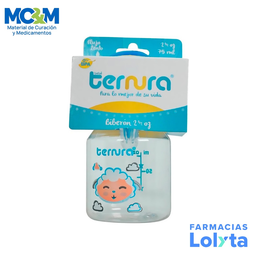 [126] BIBERON 75 ML (2.5 OZ) DECORADO LIBRE DE BPA TERNURA W.A. CARTER