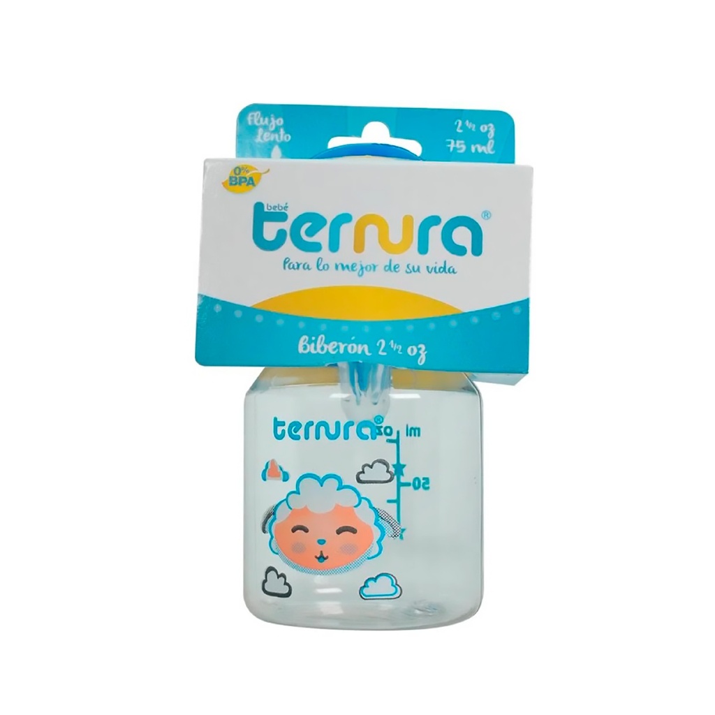 [126] BIBERON 75 ML (2.5 OZ) DECORADO LIBRE DE BPA TERNURA W.A. CARTER