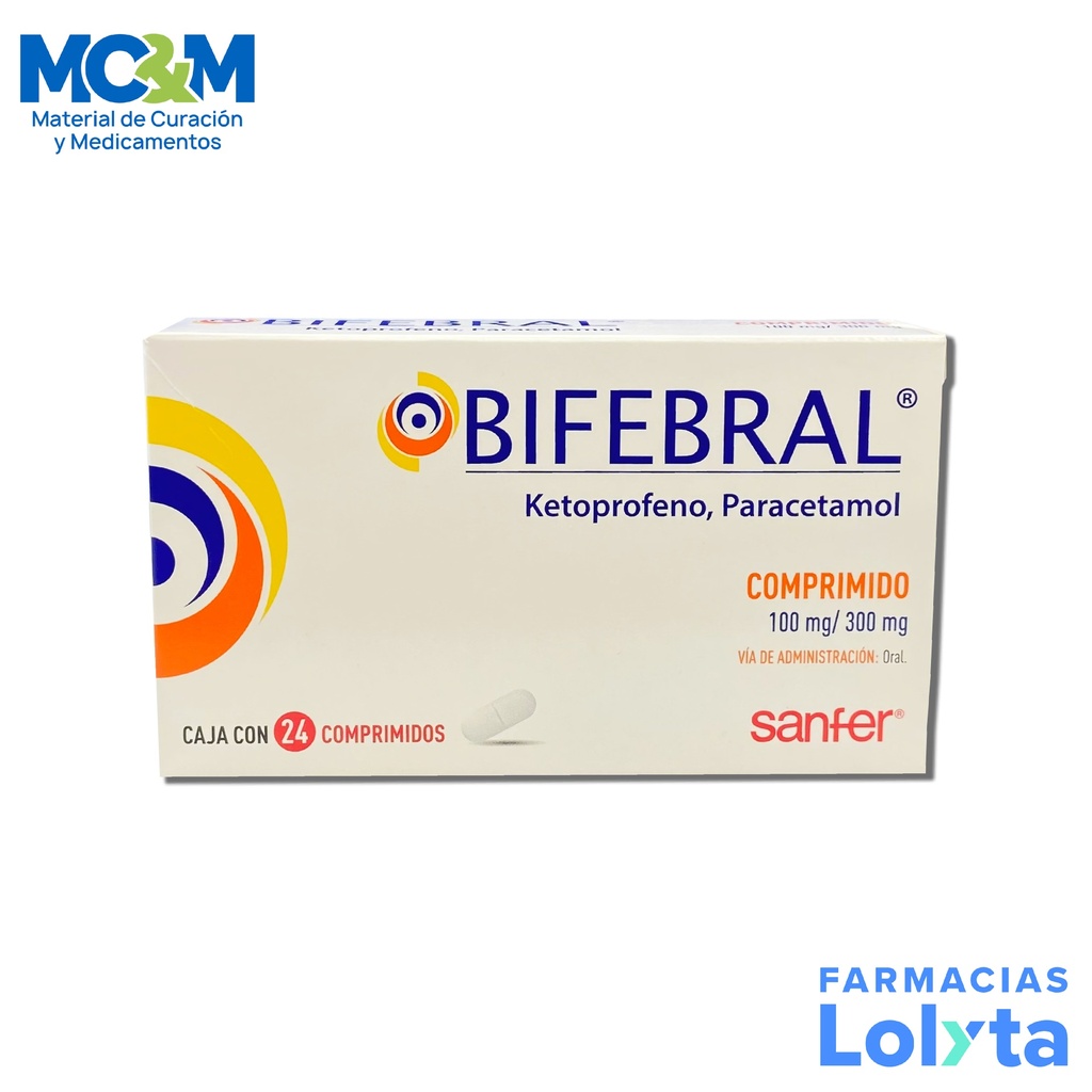 BIFEBRAL 100MG/300MG C/24 COMPRIMIDOS KETOPROFENO PARACETAMOL LAB SANFER