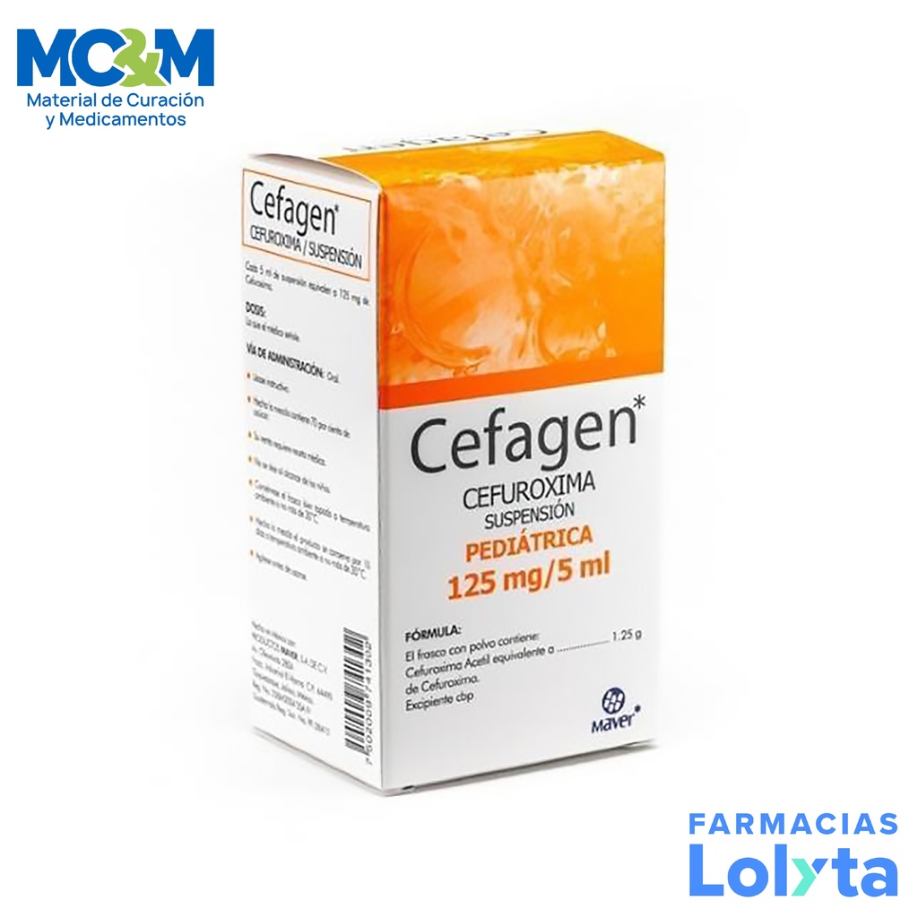 CEFUROXIMA SUSPENSION PEDIATRICA 125 MG/5 ML C/50 ML CEFAGEN LAB MAVER