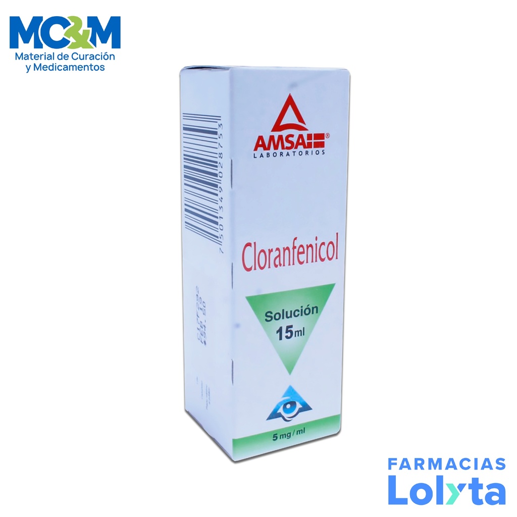 CLORANFENICOL SOL OFTALMICA 5 MG/ML FCO GOTERO C/15 ML LAB AMSA (RF)