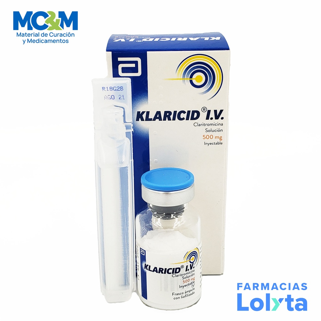 KLARICID I.V. SOL INY 500 MG CLARITROMICINA LAB ABBOTT