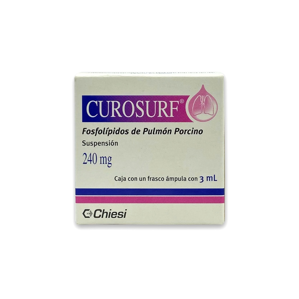 CUROSURF SUSPENSION INY 240 MG/3 ML FOSFOLIPIDOS DE PULMON PORCINO LAB CHIESI (RF)
