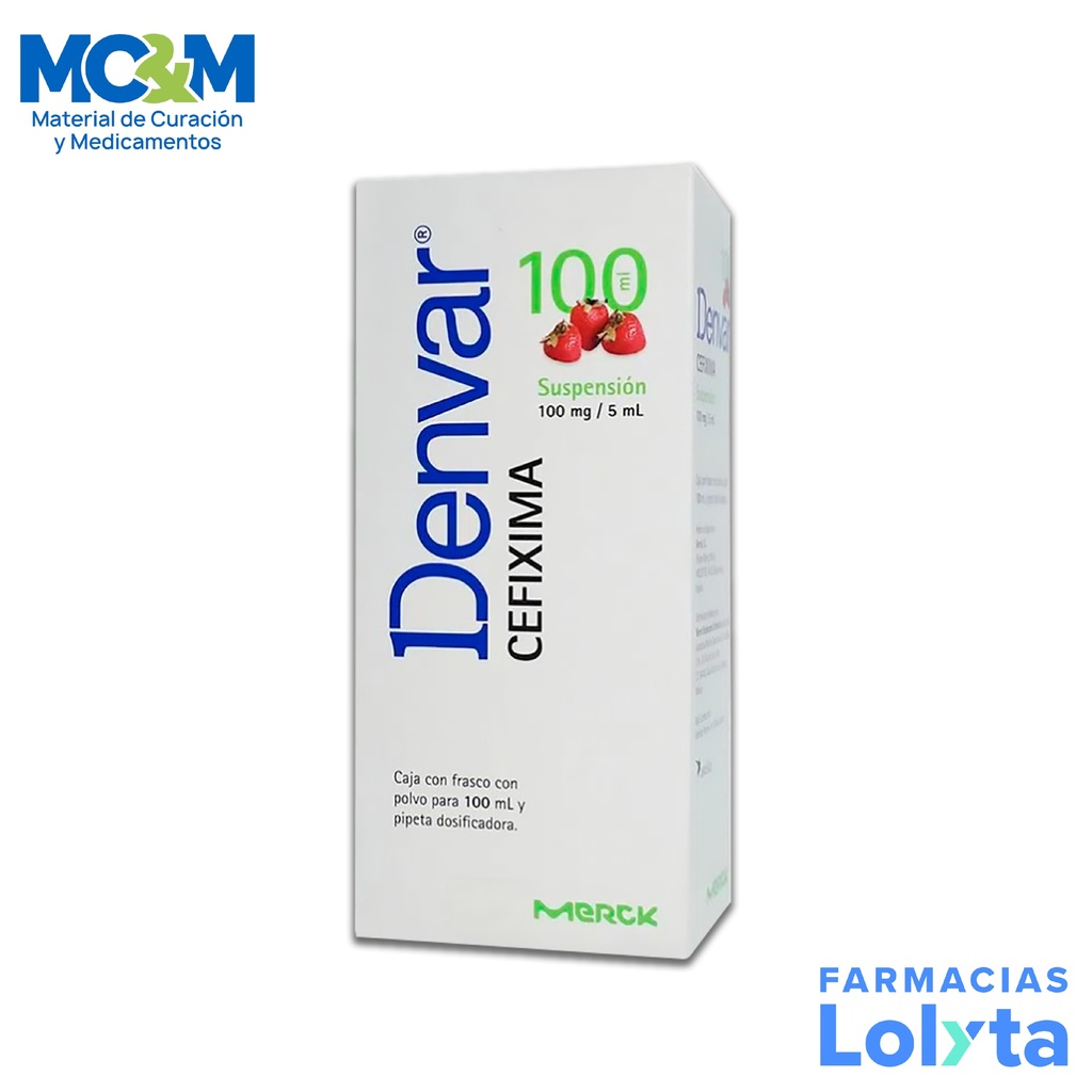 DENVAR SUSPENSION 100MG/5ML C/100 ML CEFIXIMA LAB MERCK