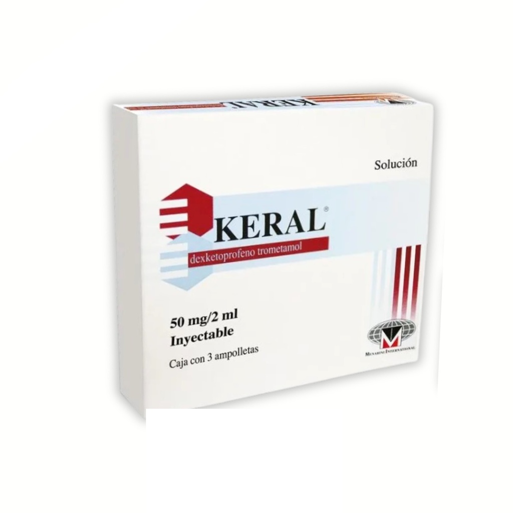KERAL SOL INY 50 MG/ 2 ML C/3 AMP DEXKETOPROFENO TROMETAMOL LAB MENARINI