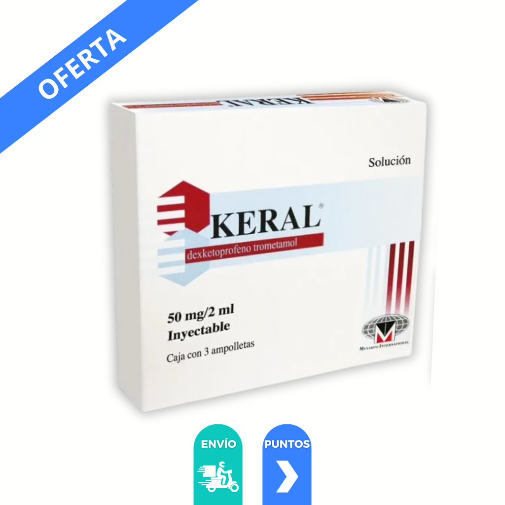 KERAL SOL INY 50 MG/ 2 ML C/3 AMP DEXKETOPROFENO TROMETAMOL LAB MENARINI