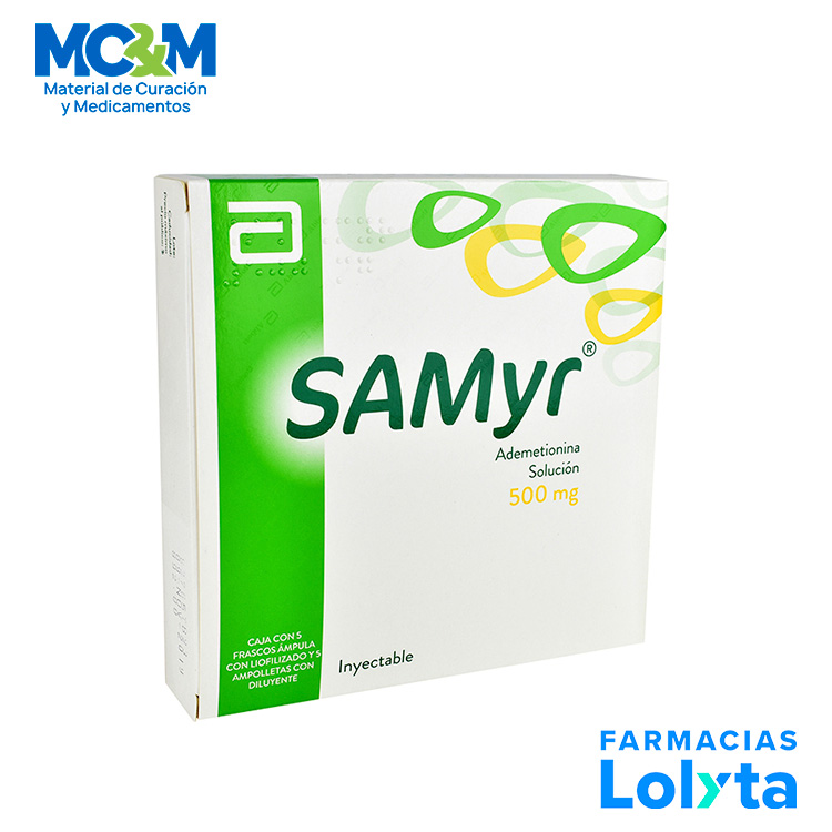 SAMYR SOL INY 500 MG C/5 AMP ADEMETIONINA LAB ABBOTT