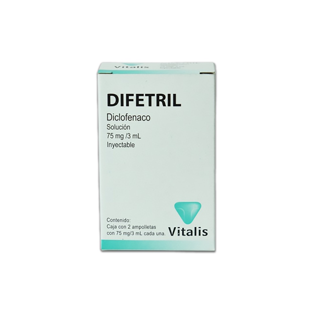 DICLOFENACO SODICO 75 MG/3 ML SOL INY C/2 AMP DIFETRIL LAB VITALIS