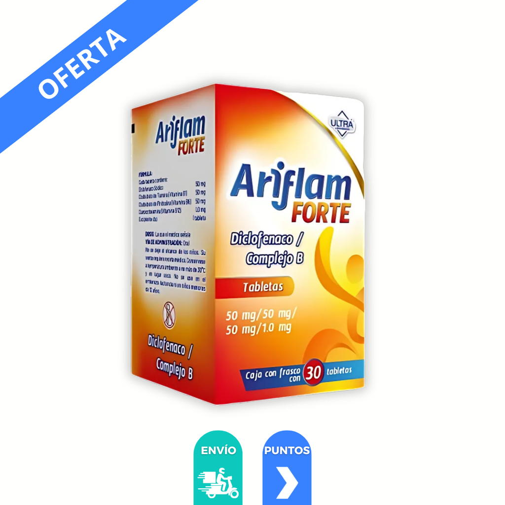 DICLOFENACO COMPLEJO B (TIAMINA/PIRIDOXINA/CIANOCOBALAMINA) 50/50/50/1 MG C/30 TAB ARIFLAM FORTE LAB ULTRA