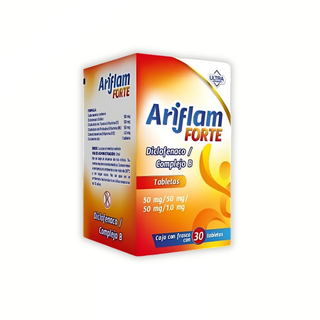DICLOFENACO COMPLEJO B (TIAMINA/PIRIDOXINA/CIANOCOBALAMINA) 50/50/50/1 MG C/30 TAB ARIFLAM FORTE LAB ULTRA