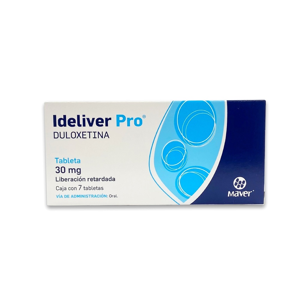 DULOXETINA 30 MG C/7 TAB LIBERACION RETARDADA IDELIVER PRO LAB MAVER