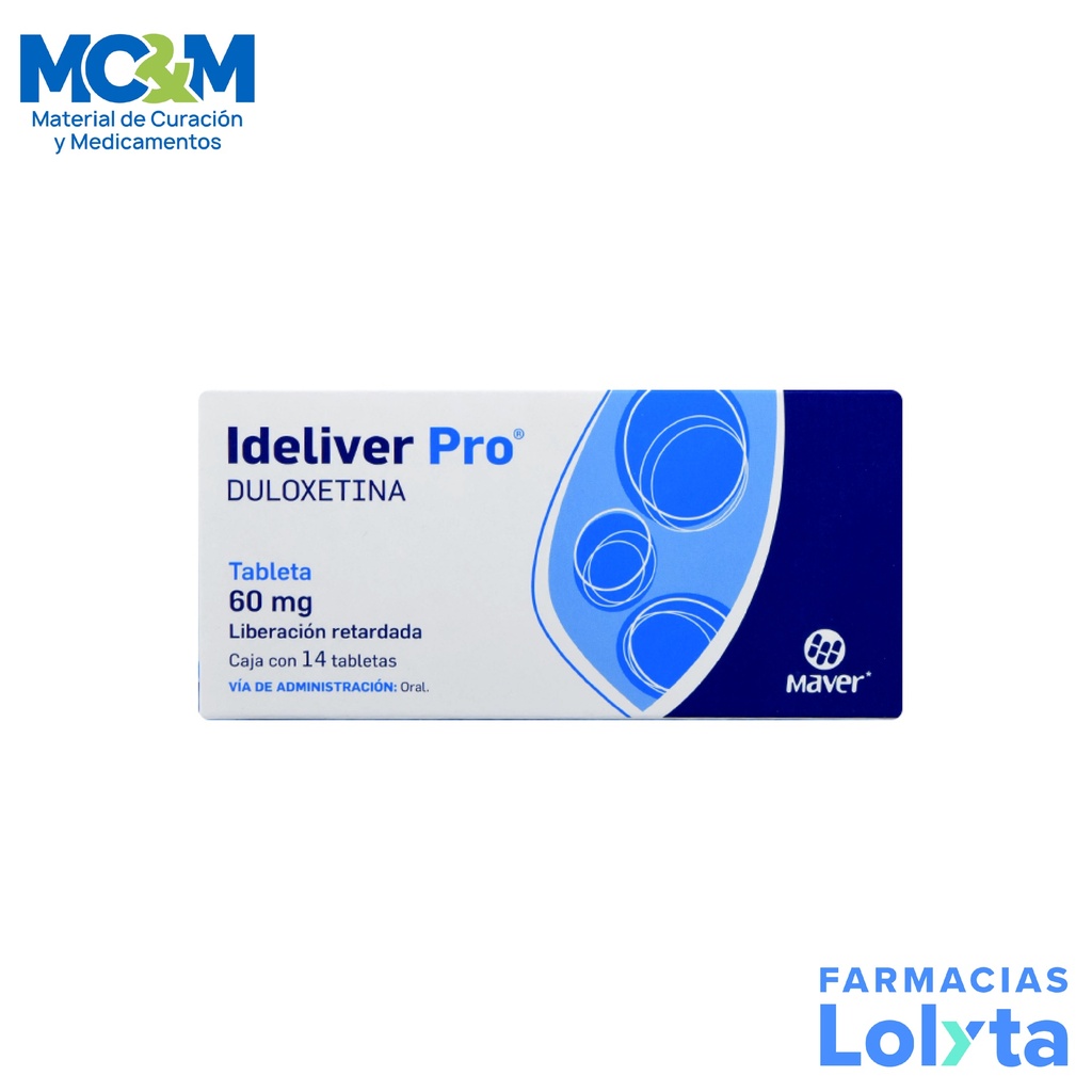 DULOXETINA 60 MG C/14 TAB LIBERACION RETARDADA IDELIVER PRO LAB MAVER