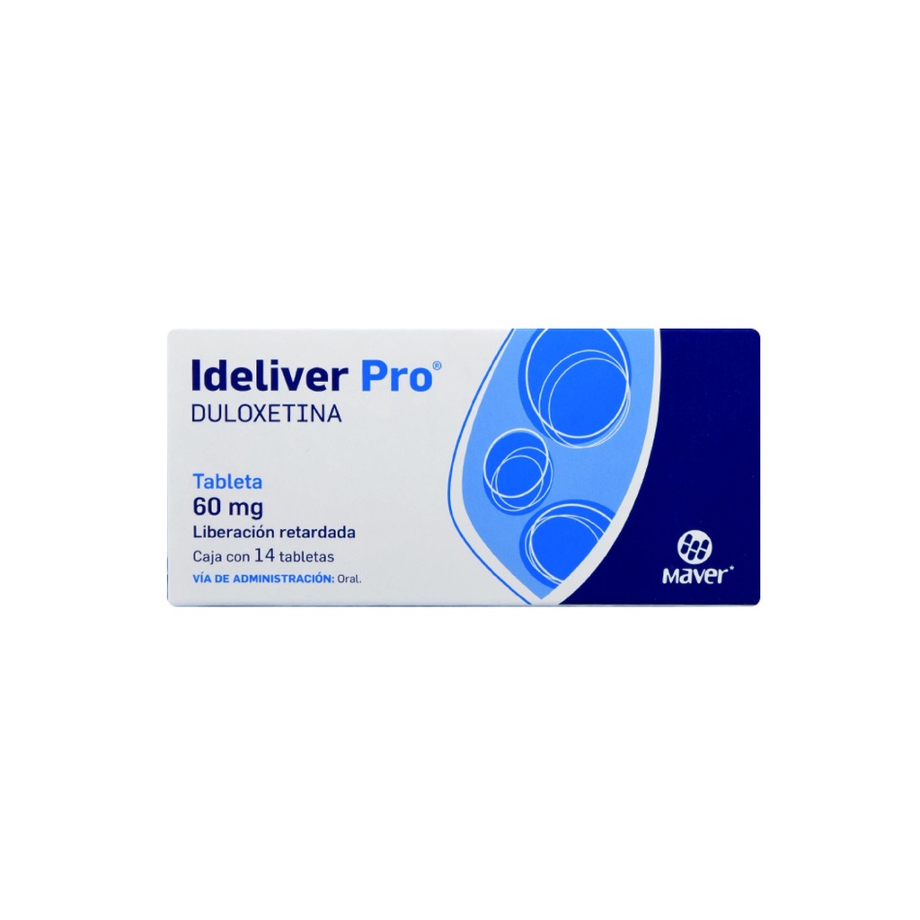 DULOXETINA 60 MG C/14 TAB LIBERACION RETARDADA IDELIVER PRO LAB MAVER