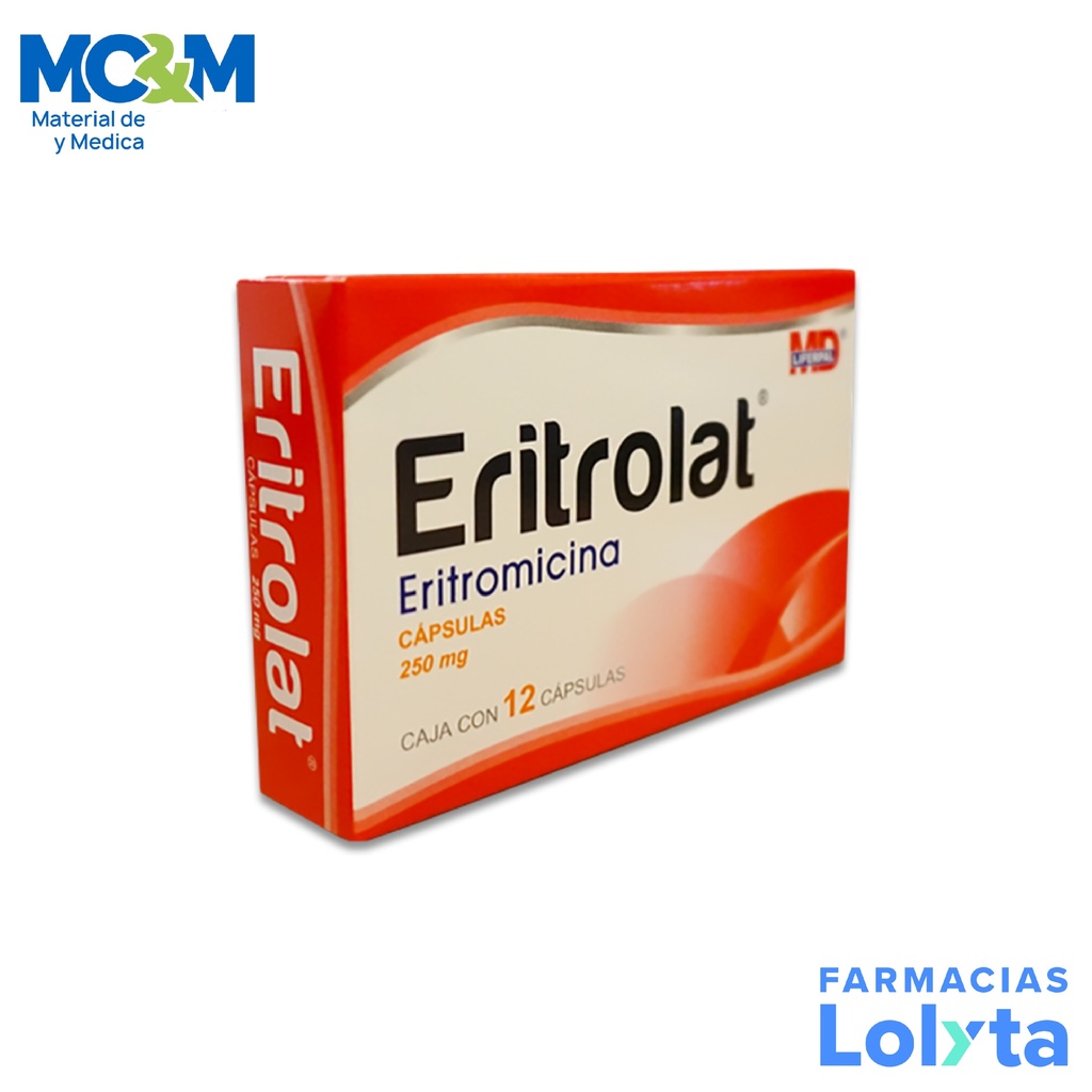 ERITROMICINA 250 MG C/12 CAP ERITROLAT LAB LIFERPAL