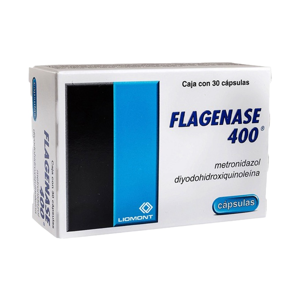 FLAGENASE 400 400/200 MG C/30 CAP METRONIDAZOL DIYODOHIDROXIQUINOLEINA LAB LIOMONT