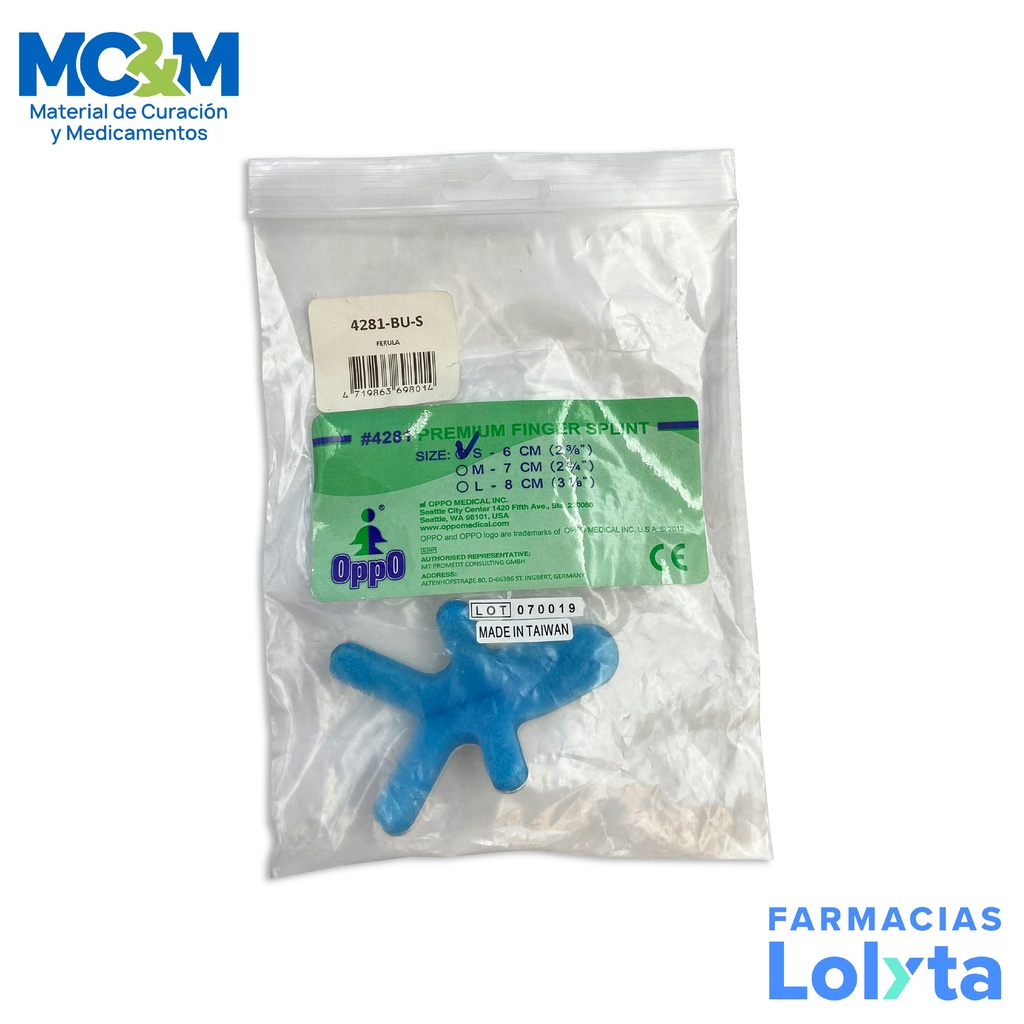 FERULA PARA DEDO PREMIUM TIPO RANA CHICA OPPO
