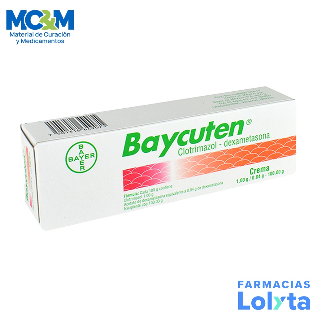 BAYCUTEN CREMA 1.00/0.04/100.00 G CLOTRIMAZOL DEXAMETASONA C/30 G LAB BAYER
