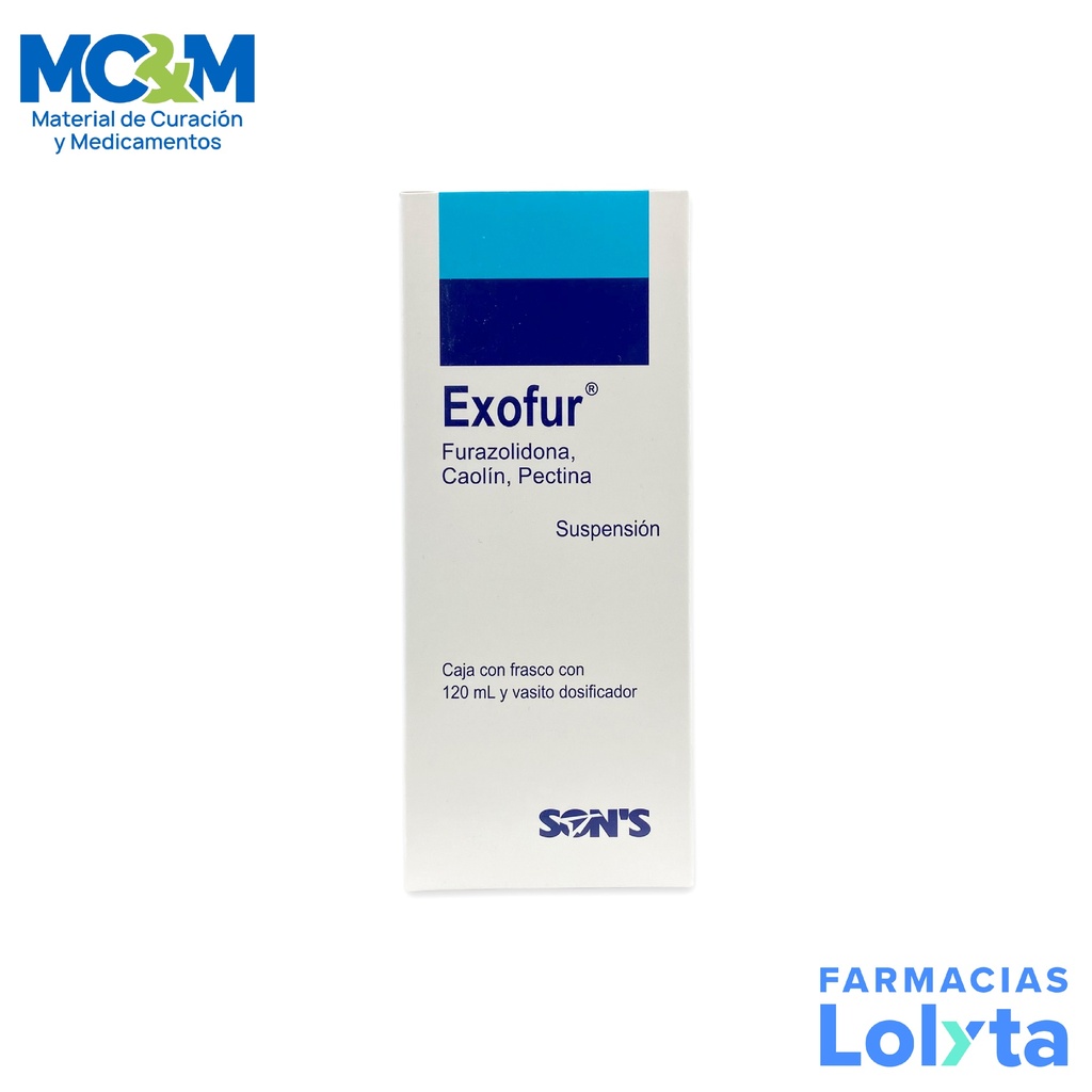 FURAZOLIDONA CAOLIN PECTINA SUSPENSION 350 MG/20/1 G/100 ML C/120 ML EXOFUR LAB SONS