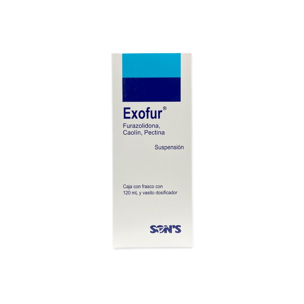 FURAZOLIDONA CAOLIN PECTINA SUSPENSION 350 MG/20/1 G/100 ML C/120 ML EXOFUR LAB SONS