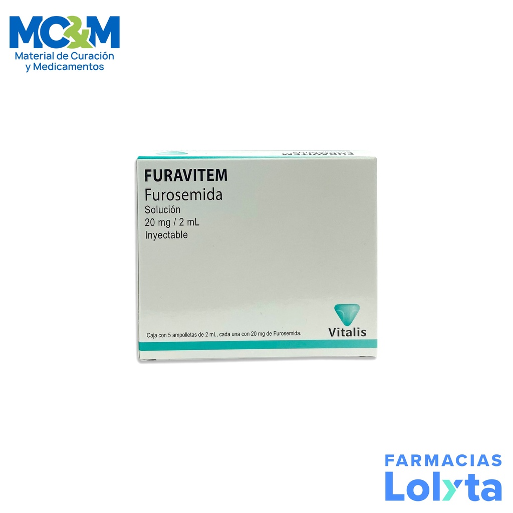 FUROSEMIDA SOL INY 20MG/2ML C/5 AMP FURAVITEM LAB VITALIS