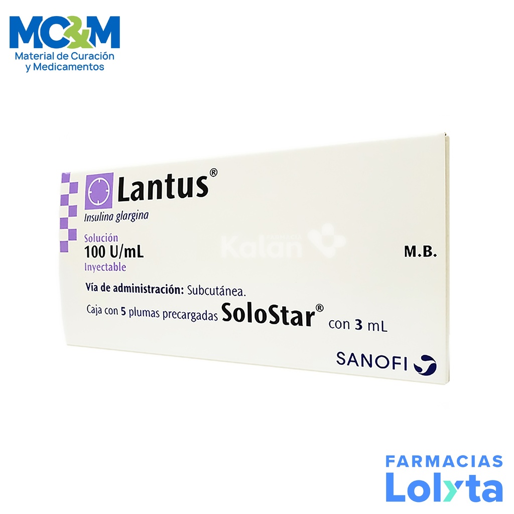 INSULINA LANTUS GLARGINA SOLOSTAR 100 UI/ML SOL INY 3 ML C/5 JERINGA (RF)