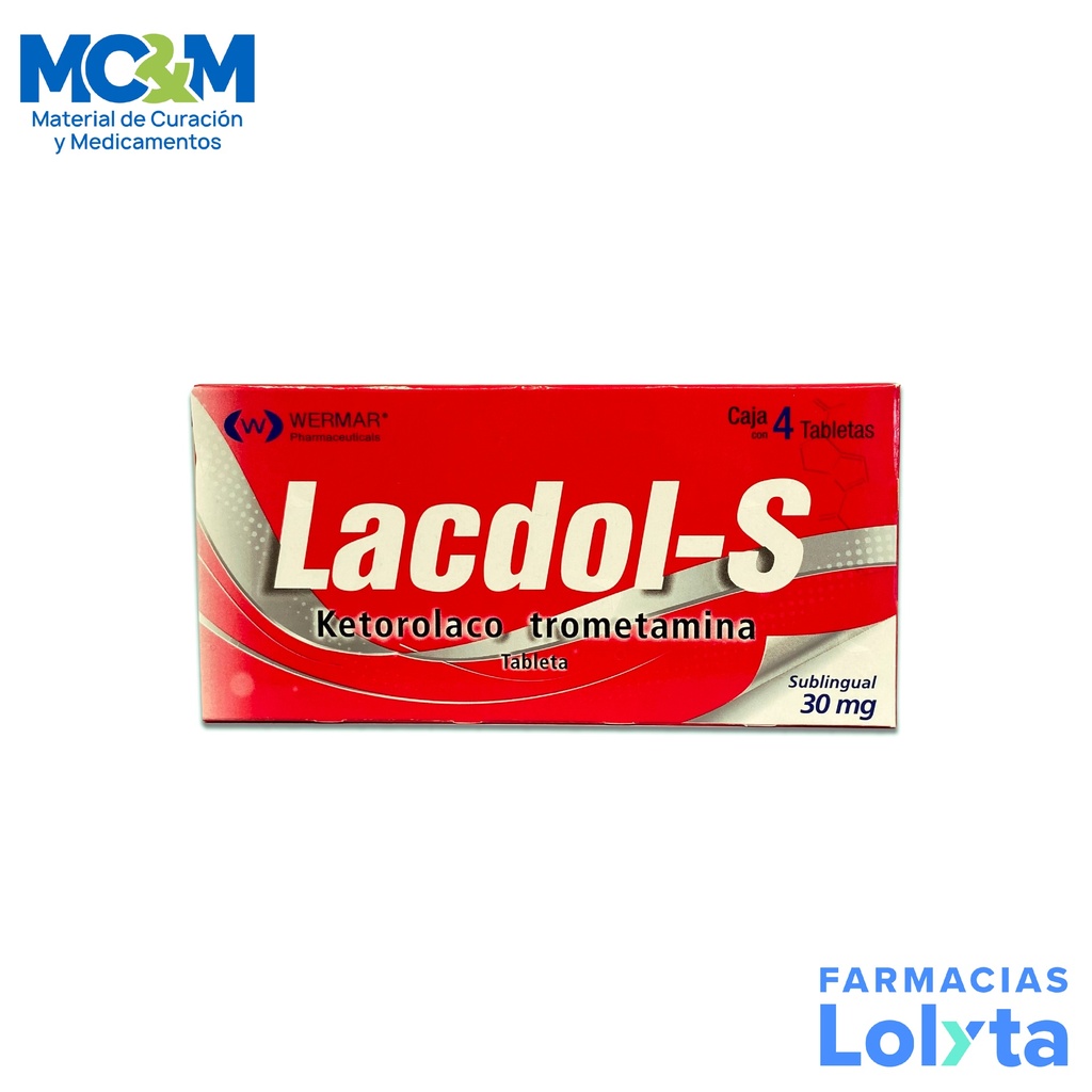 KETOROLACO 30 MG C/4 TAB SUBLINGUAL LACDOL-S LAB WERMAR