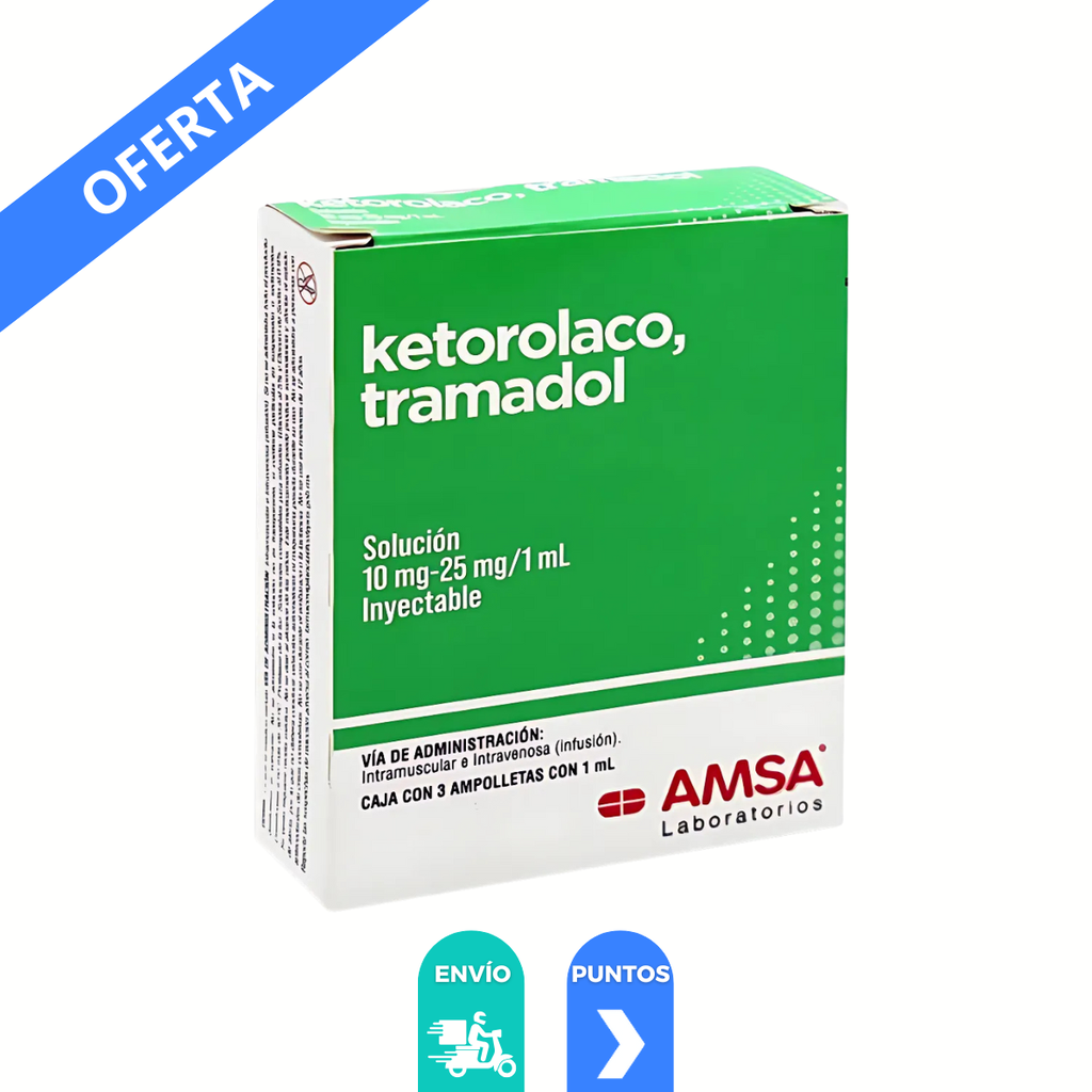 KETOROLACO TRAMADOL 10/25 MG/1 ML SOL INY C/3 AMP LAB AMSA