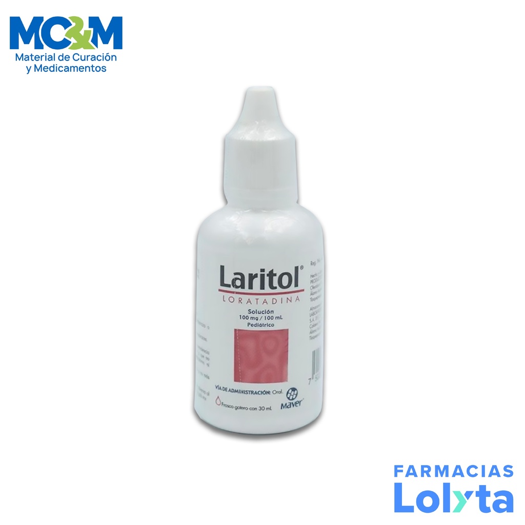 LORATADINA SOL ORAL 100MG/100ML FCO GOTERO C/30ML LARITOL PEDIATRICO LAB MAVER