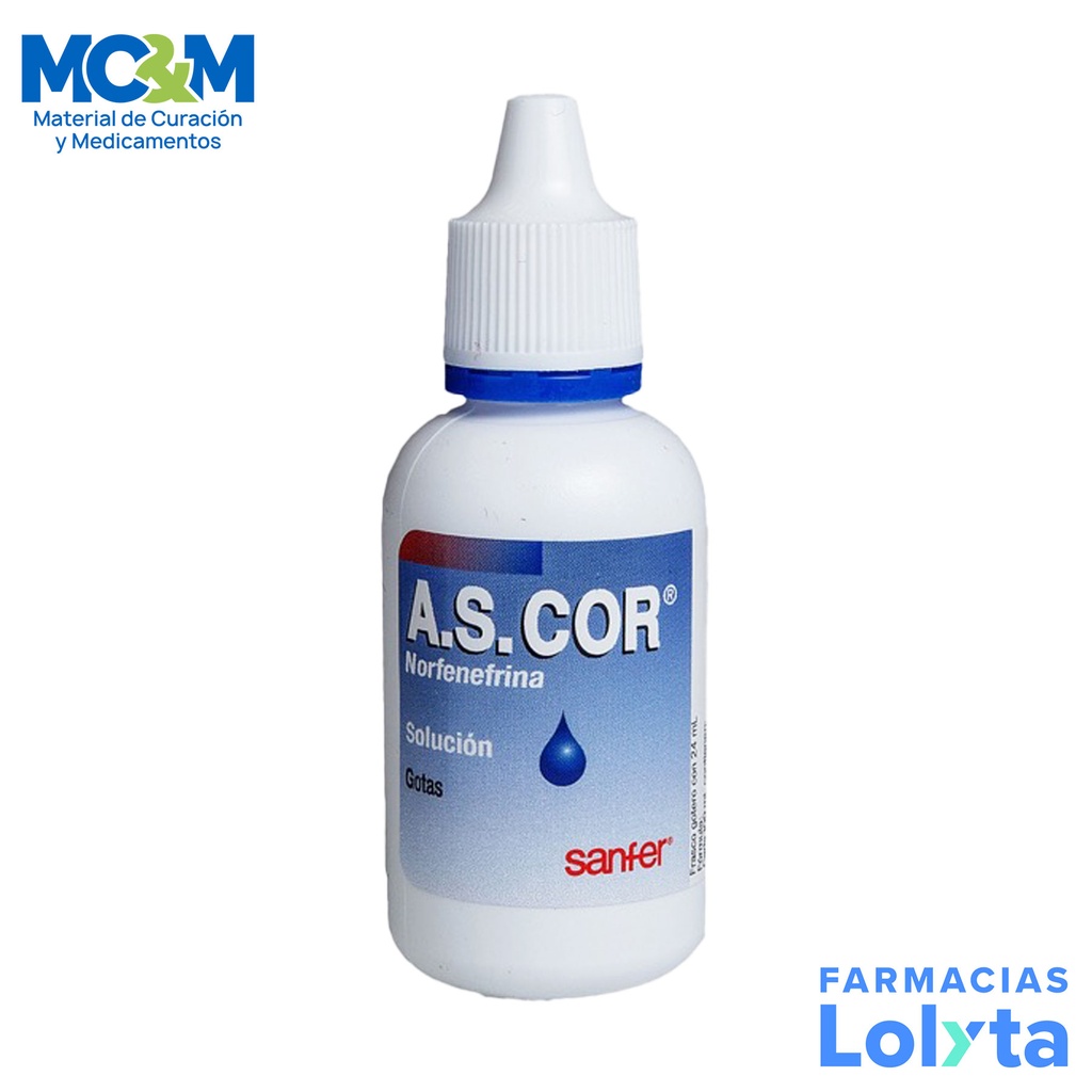AS COR SOLUCION ORAL 10 MG/ML FCO C/24 ML NORFENEFRINA LAB SANFER