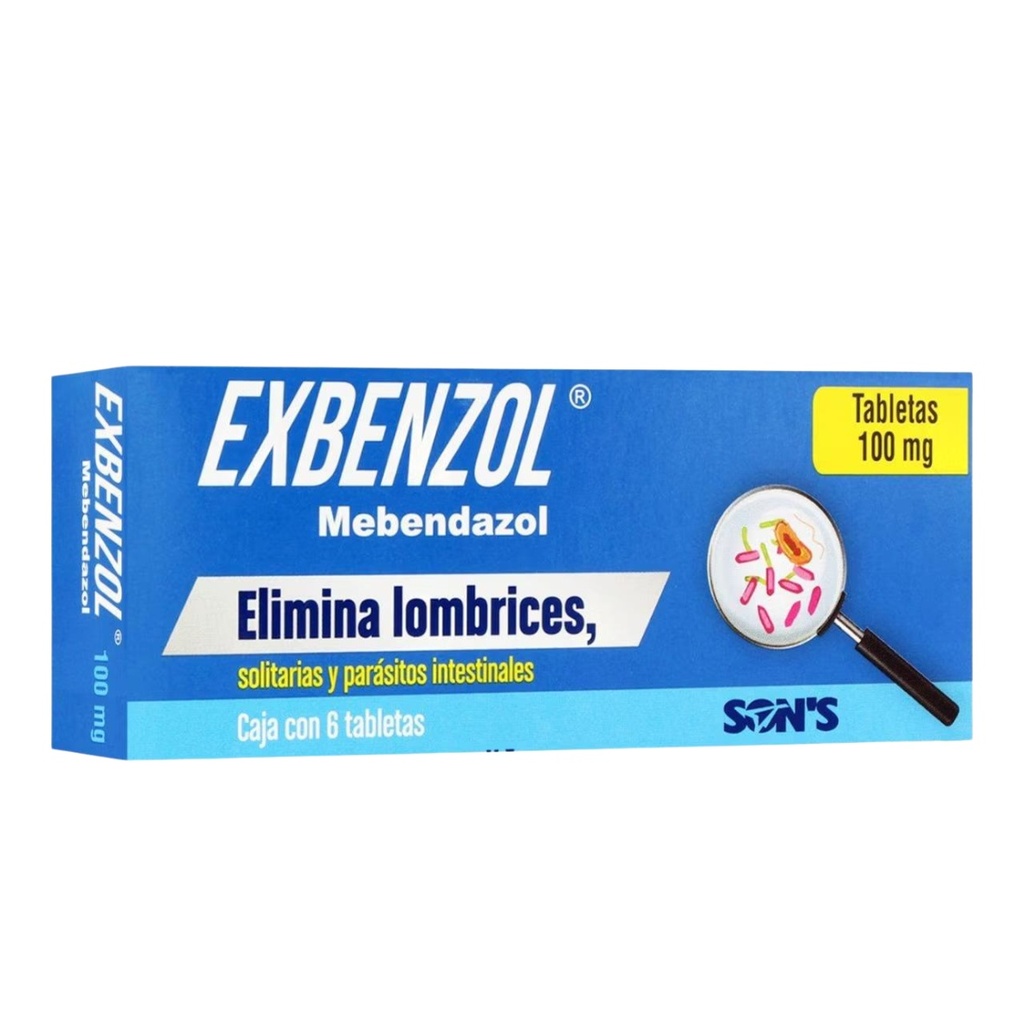 MEBENDAZOL 100 MG C/6 TAB EXBENZOL LAB SONS
