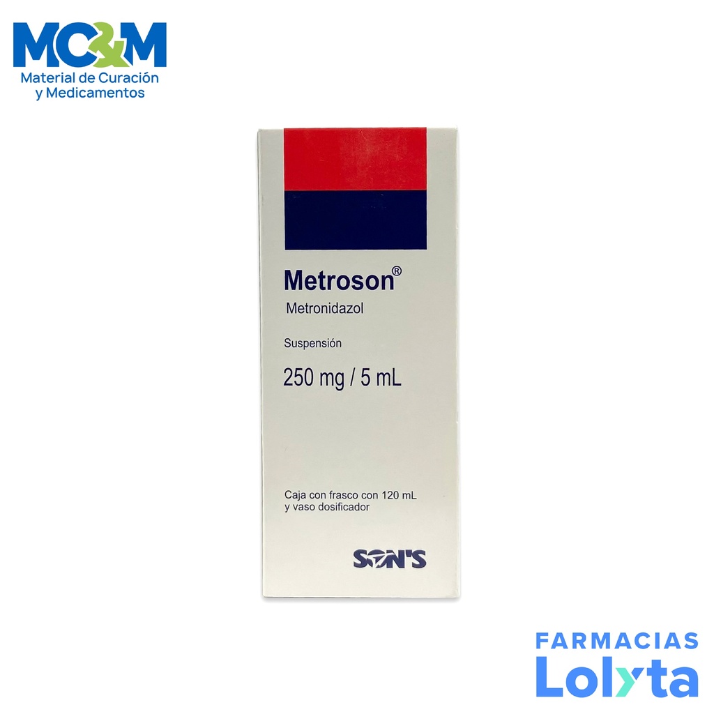 METRONIDAZOL SUSP 250 MG/5 ML FCO C/120 ML METROSON LAB SONS