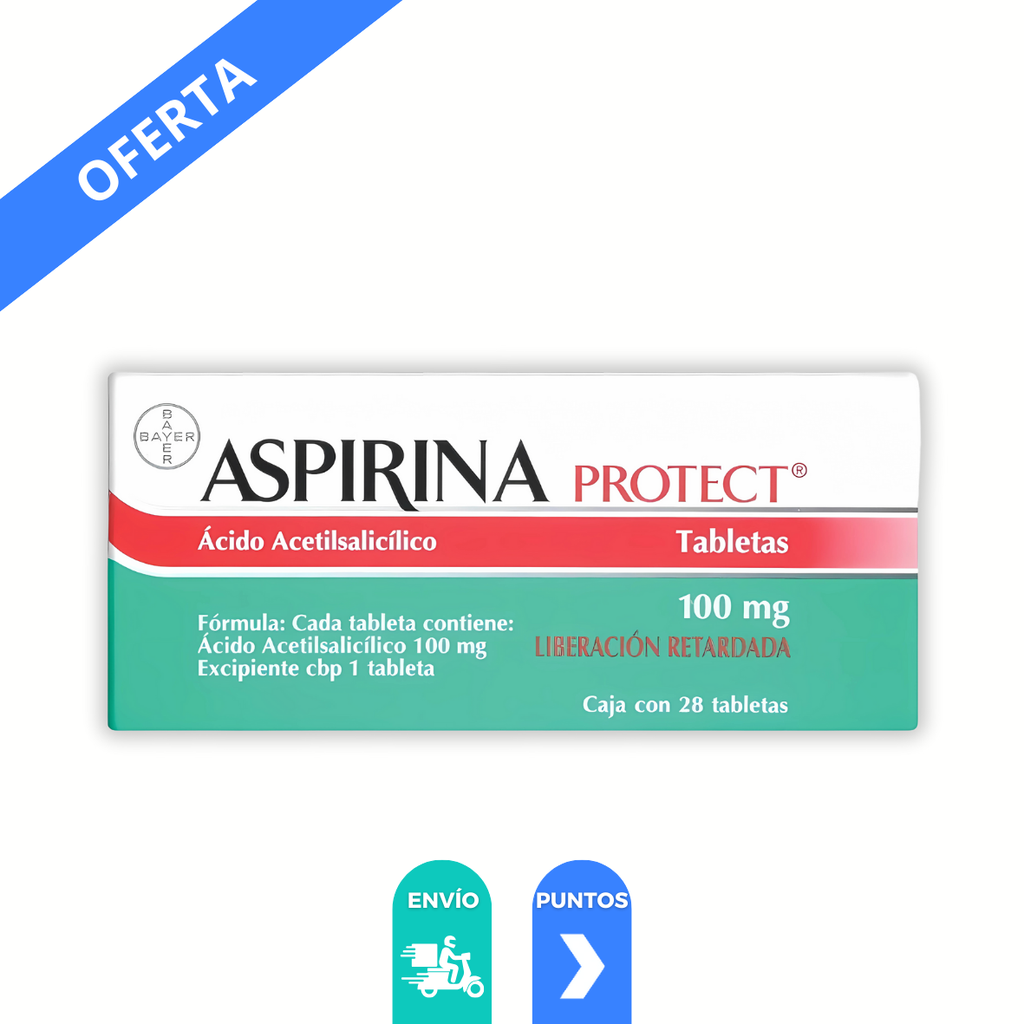 ASPIRINA PROTECT 100 MG C/28 TAB LIBERACION RETARDADA ACIDO ACETILSALICILICO LAB BAYER