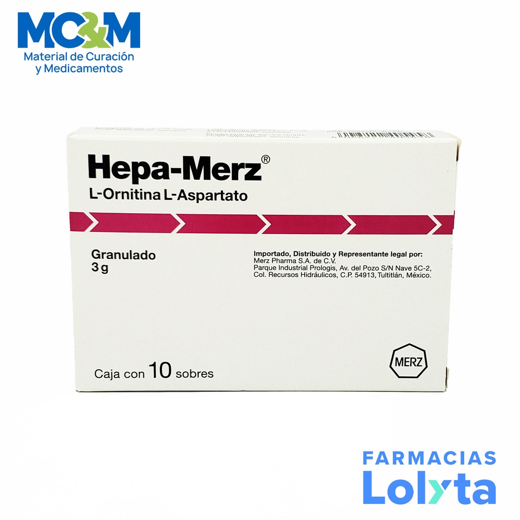 [645] HEPA-MERZ 3 G ORAL C/10 SOBRES GRANULADO L-ORNITINA L-ASPARTATO LAB MERZ