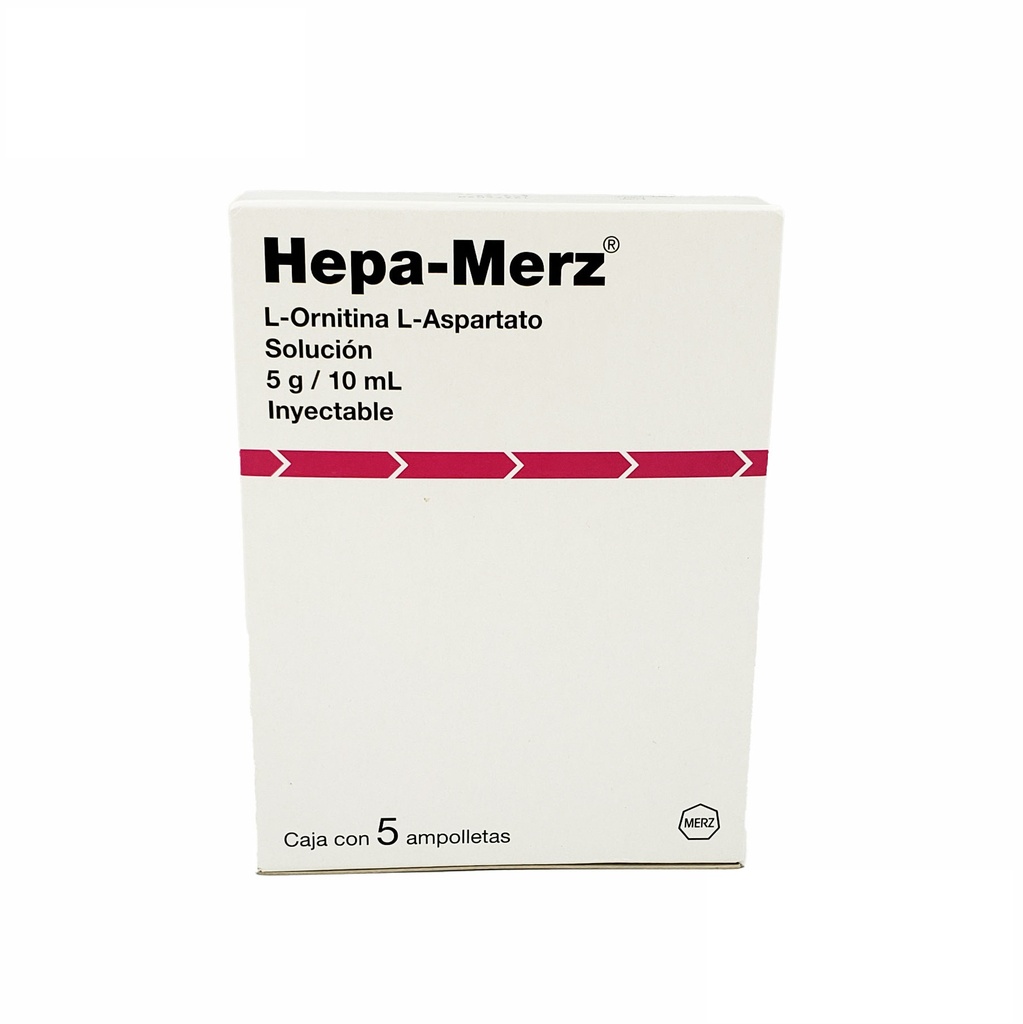 HEPA-MERZ SOL INY 5 G/10 ML C/5 AMP L-ORNITINA L-ASPARTATO LAB MERZ