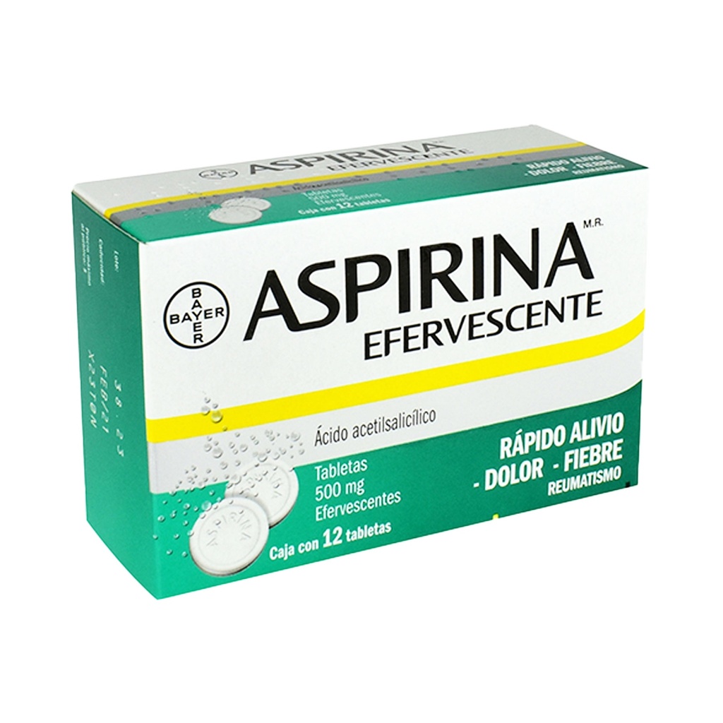 [661] ASPIRINA EFERVESCENTE 500 MG C/12 TAB ACIDO ACETILSALICILICO LAB BAYER